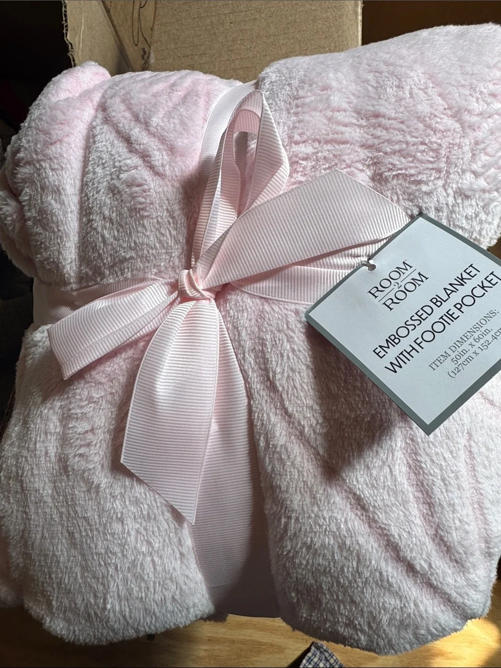 Pink Embossed Plush Throw Blanket